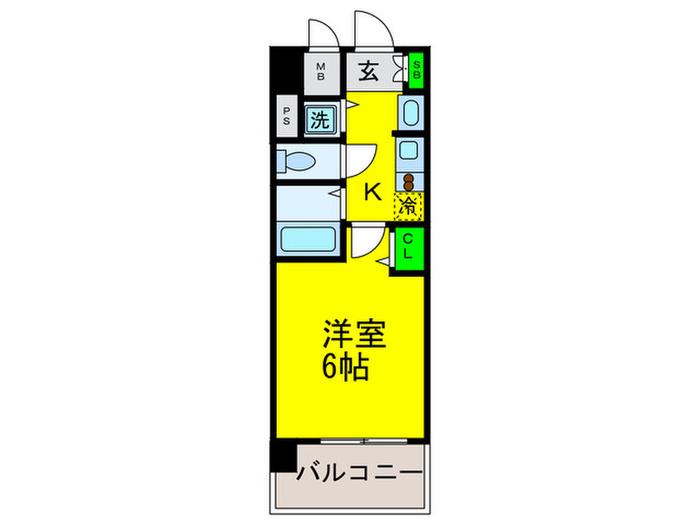 プレサンス難波元町(1K/2階)の間取り写真