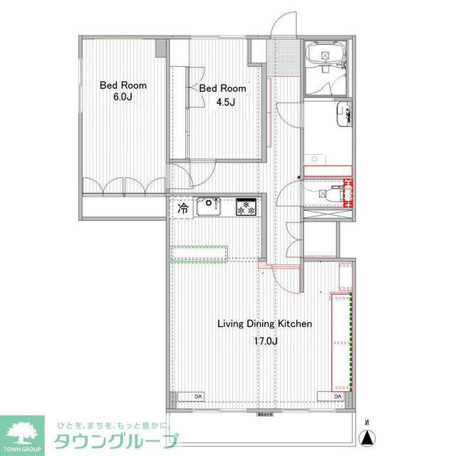 クレスト砧(2LDK/3階)の間取り写真