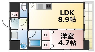 プレジオ布施ASIAN(1LDK/9階)の間取り写真