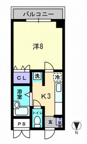 モーメントエリ(1K/2階)の間取り写真