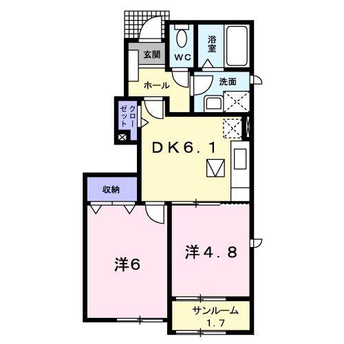 ボナ-ル ドエル(2DK/1階)の間取り写真