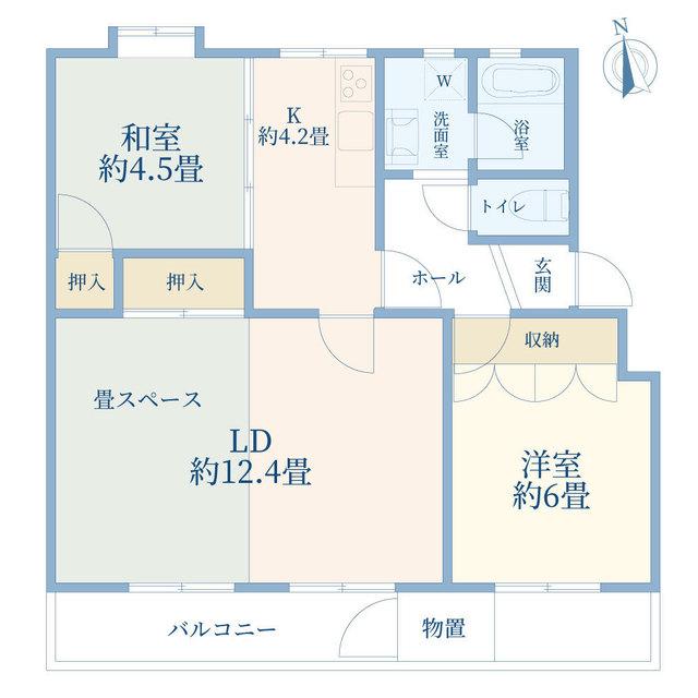下瀬谷団地8号棟(2LDK/4階)の間取り写真