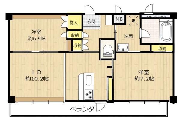 フレッシュガーデンK(2LDK/3階)の間取り写真