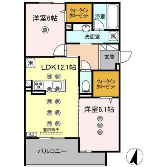 フィオーレ(2LDK/2階)の間取り写真