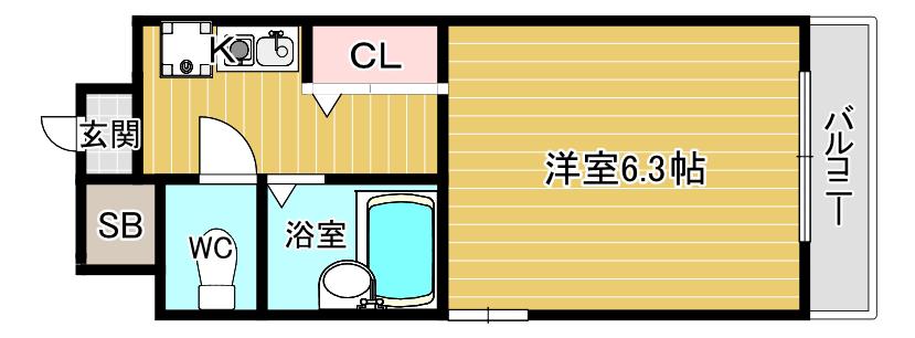 ガレットコート(1K/2階)の間取り写真