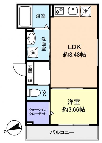 コンフォート薬園台(1LDK/2階)の間取り写真