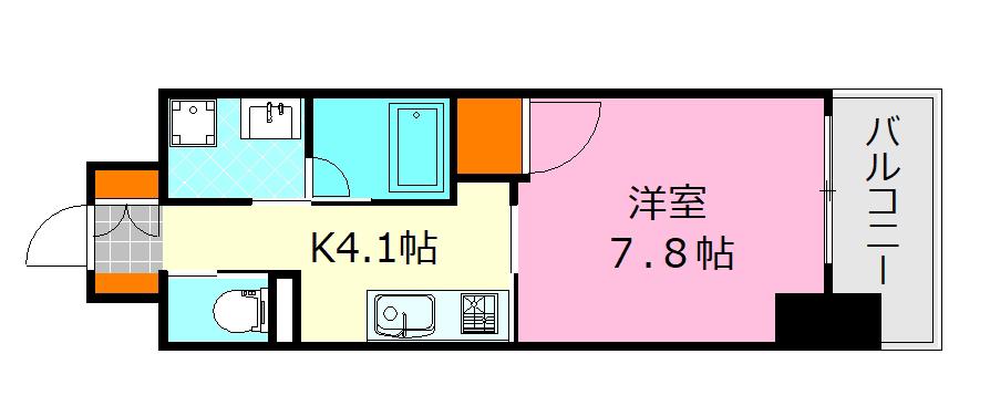ヴィラシオン段原南(1K/9階)の間取り写真