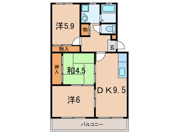 ティアラ武庫川パート2(3DK/1階)の間取り写真