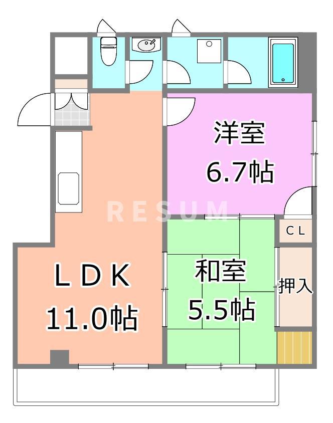メゾン三羊(2LDK/1階)の間取り写真