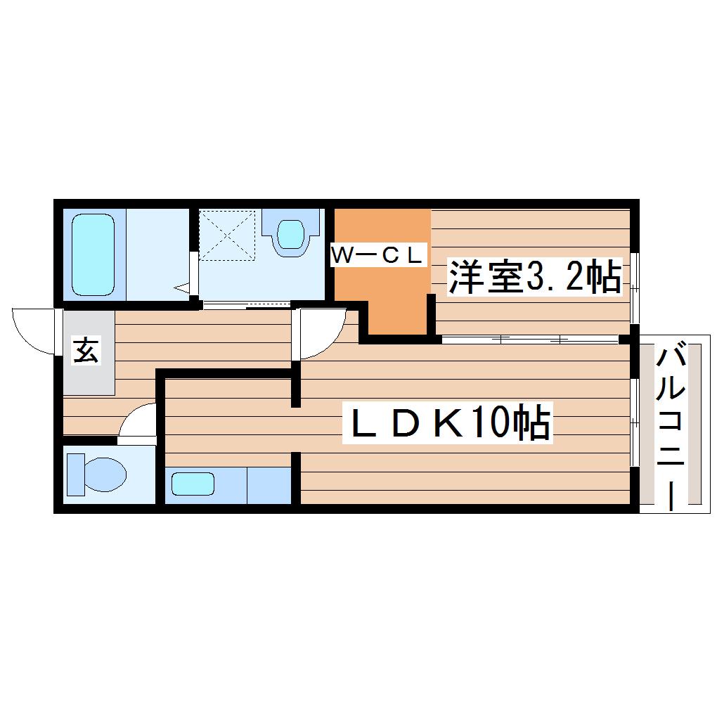 グランドリームII(1LDK/2階)の間取り写真