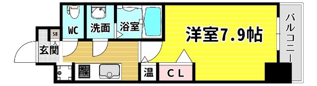 ララプレイスOSAKADOMECITYフトゥーロ(1K/5階)の間取り写真
