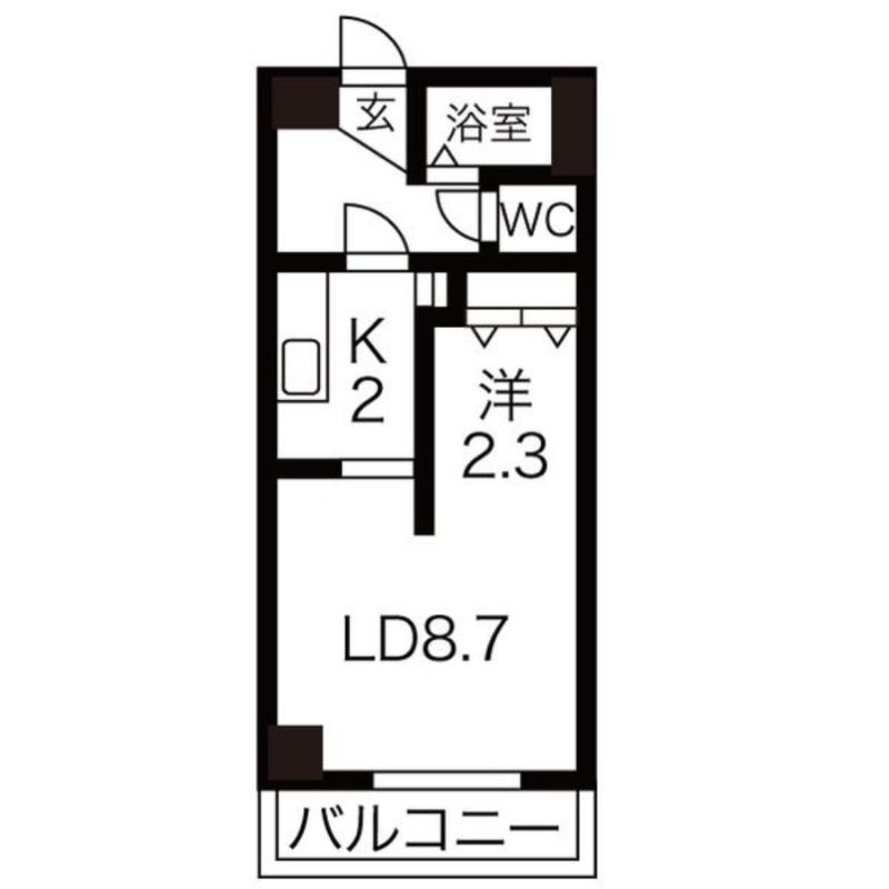AMS東札幌24(1LDK/8階)の間取り写真