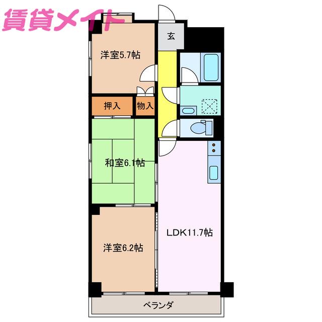 エスパシオときわ(3LDK/3階)の間取り写真