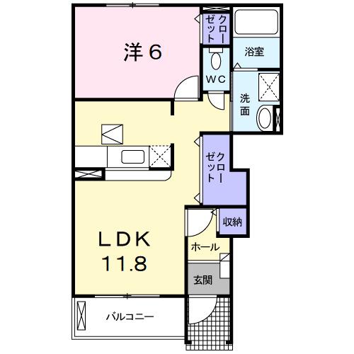 フジI A(1LDK/1階)の間取り写真