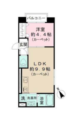 ベルガット早稲田(1LDK/2階)の間取り写真