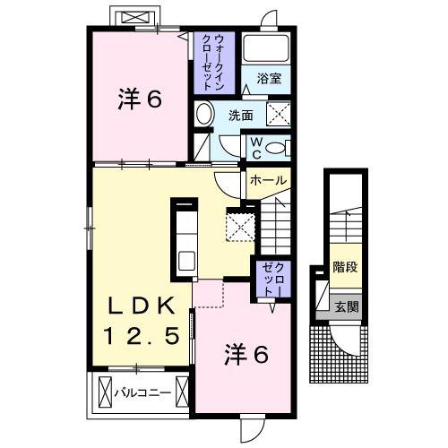プラステート.S(2LDK/2階)の間取り写真