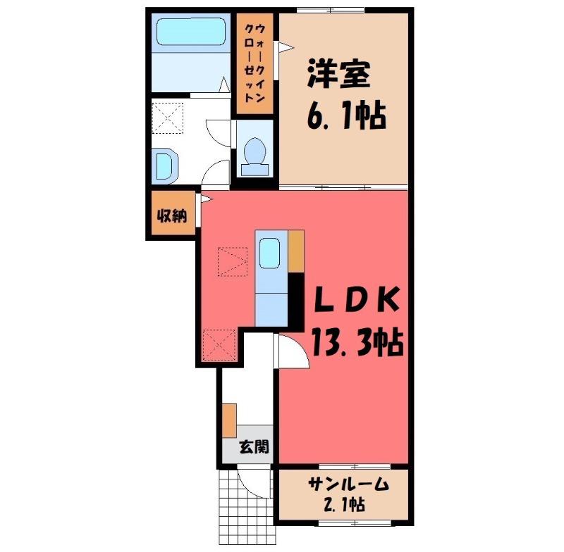 福居グランドテラス(1LDK/1階)の間取り写真