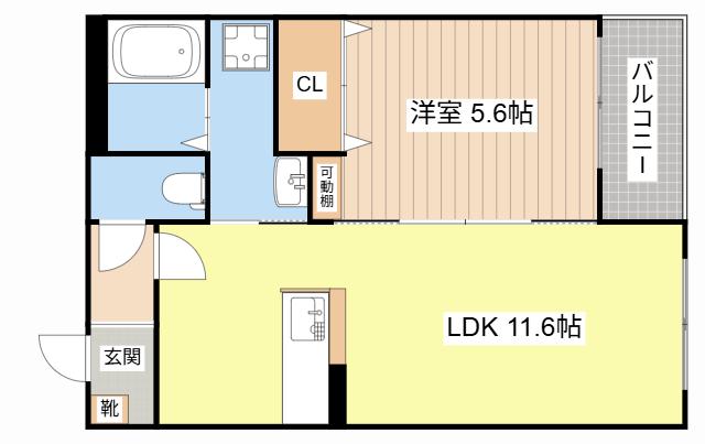 ハートフル下戸山(1LDK/3階)の間取り写真