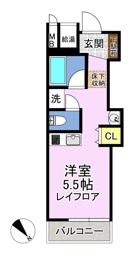 新甲子園マンション(ワンルーム/2階)の間取り写真