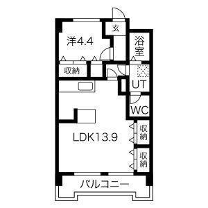 レジデンス野村(1LDK/4階)の間取り写真