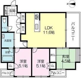サンワプラザ大手前通(3LDK/9階)の間取り写真