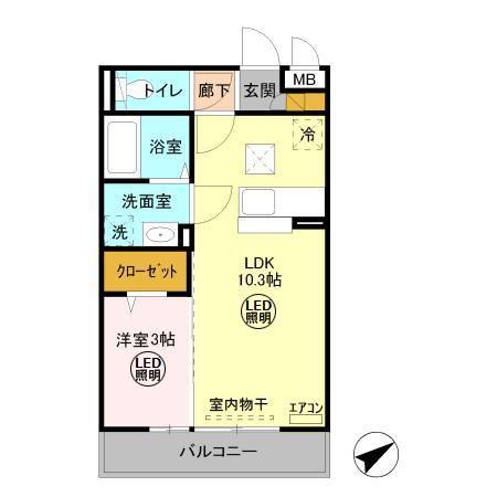 グランシャリオ(1LDK/1階)の間取り写真