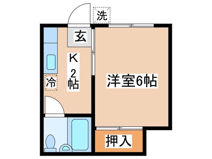細川ハイツ(1K/1階)の間取り写真