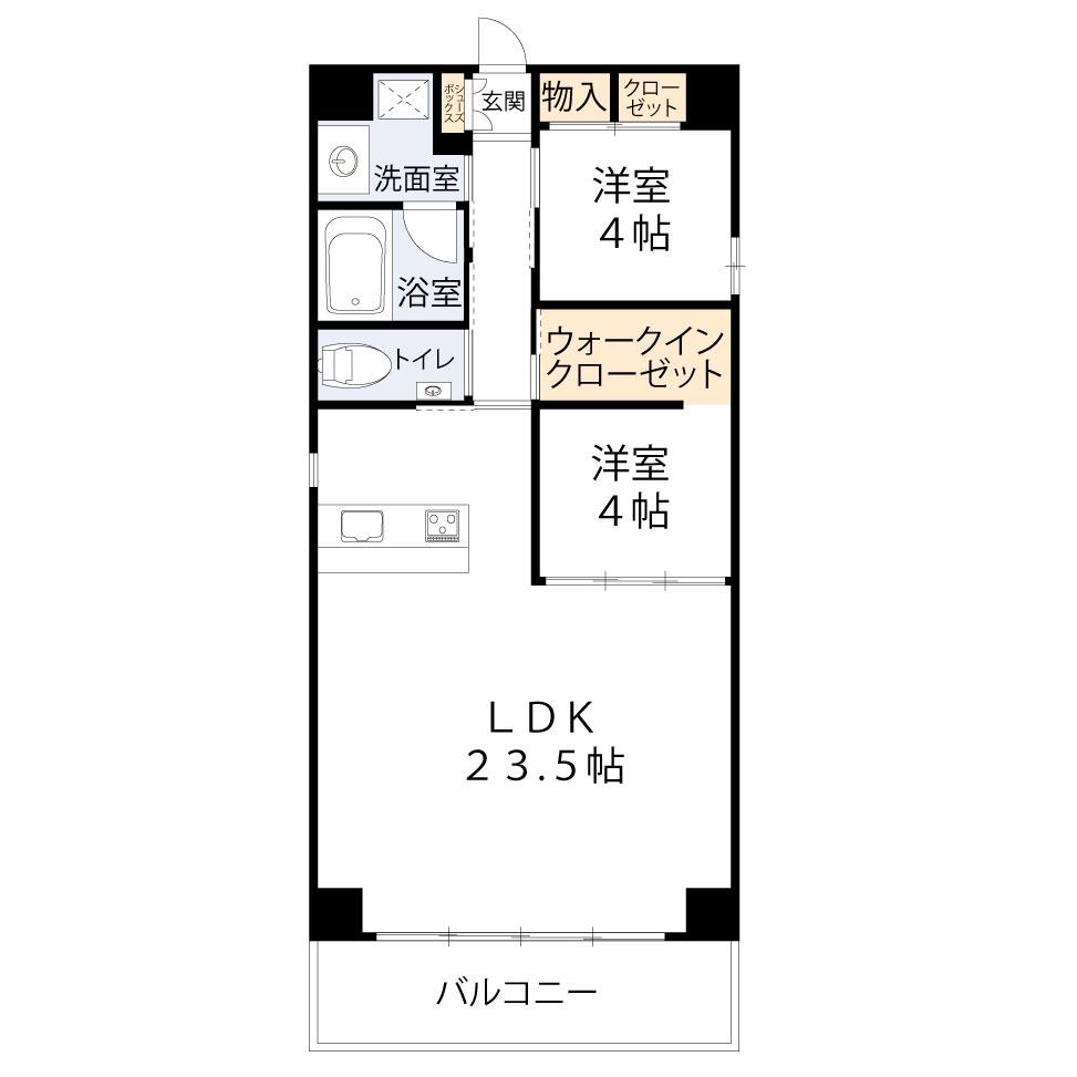 TROVE TANIMACHI(2LDK/4階)の間取り写真