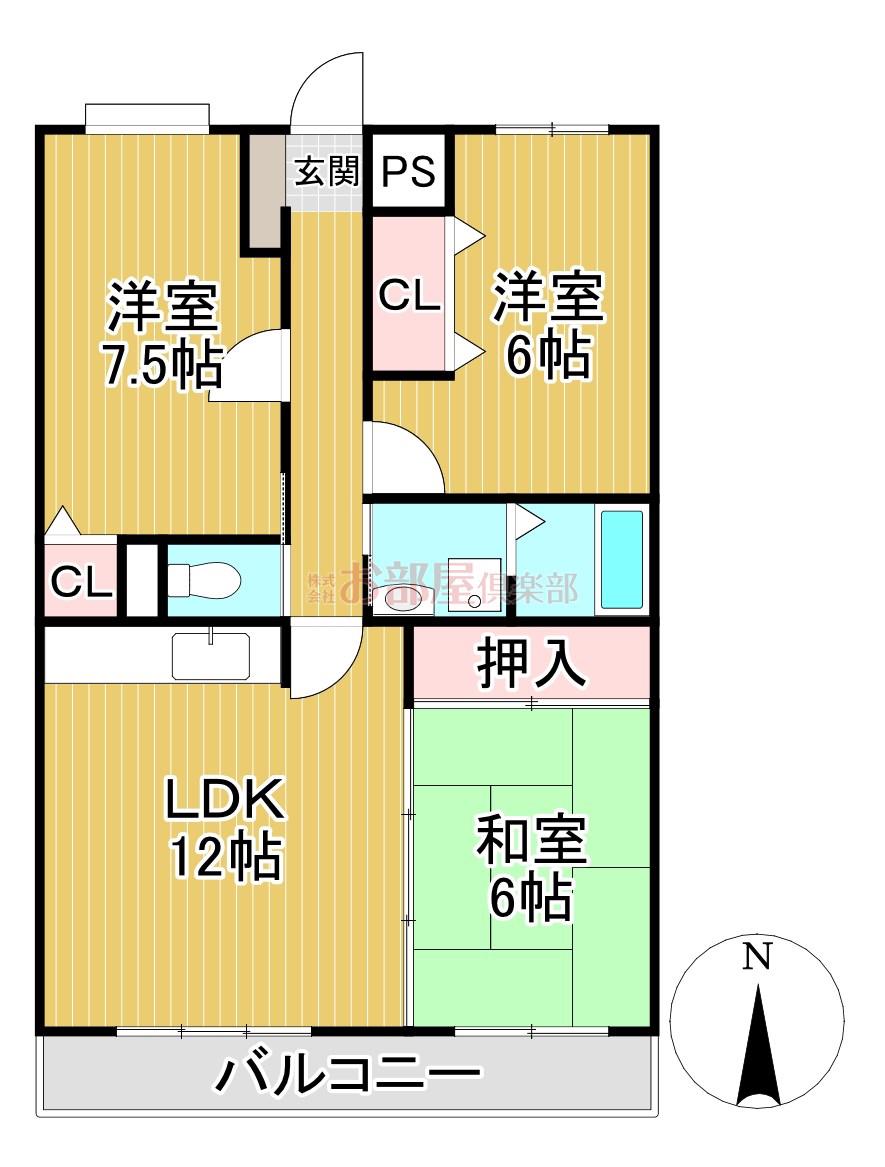 アメニティハイツ杏栄館(3LDK/6階)の間取り写真