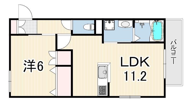 メゾン六甲2(1LDK/1階)の間取り写真