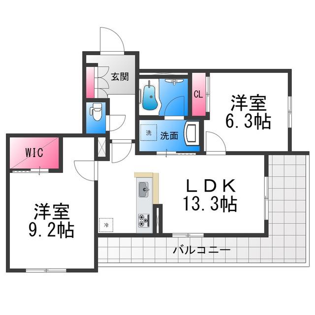 シャーメゾン東雲(2LDK/2階)の間取り写真