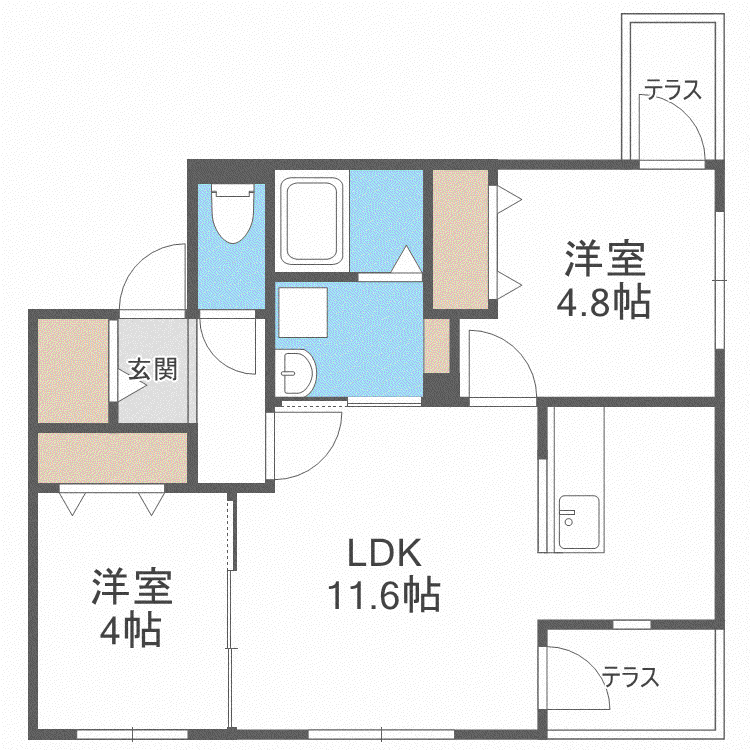 ステラ幌西(2LDK/1階)の間取り写真