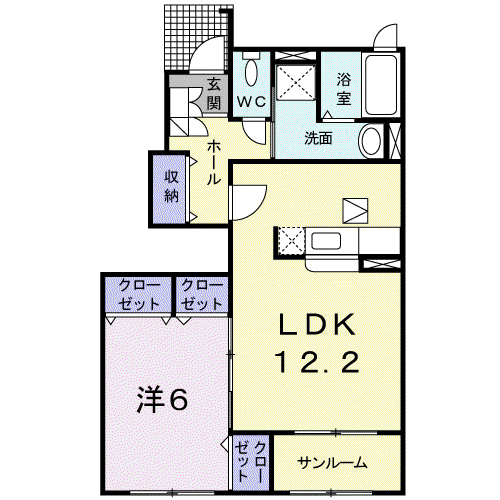 ボヌール(1LDK/1階)の間取り写真