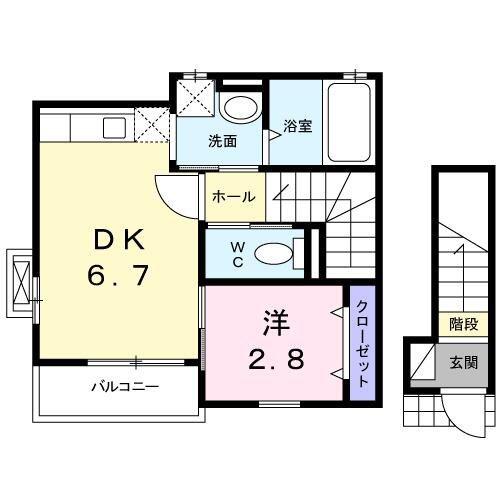 ウイステリア西台(1DK/2階)の間取り写真