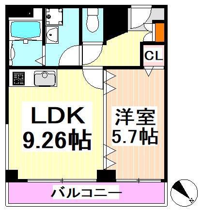 霞町・五番館(1LDK/2階)の間取り写真