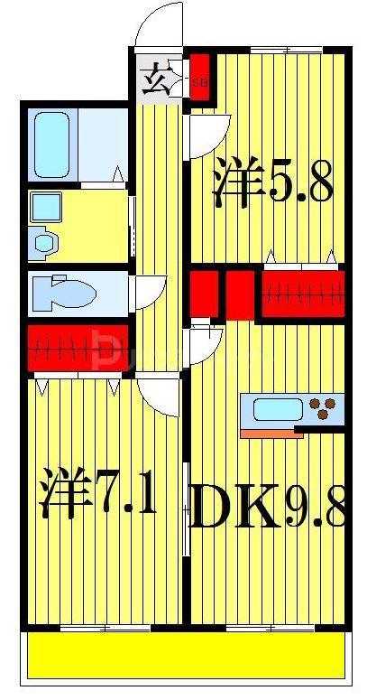 ドルファーズ(2LDK/5階)の間取り写真
