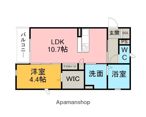 ラシーネ中手(1LDK/1階)の間取り写真
