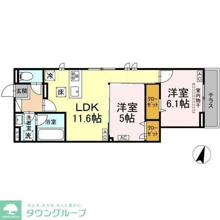 セレスティア扇VII(2LDK/1階)の間取り写真