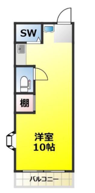 ミドリハイツ2(ワンルーム/2階)の間取り写真