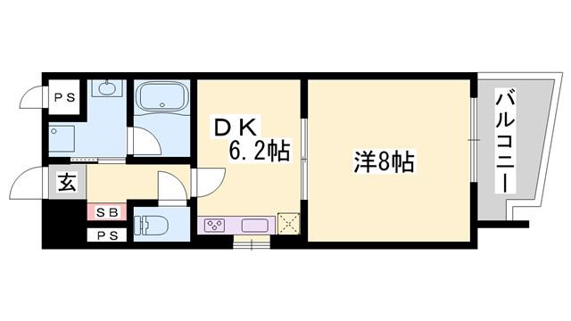 メルベーユコート(1DK/2階)の間取り写真