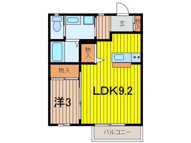 セグソレアード(1LDK/1階)の間取り写真