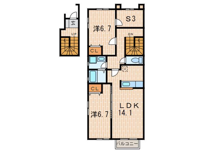 ベラージュ二番町(2SLDK/2階)の間取り写真