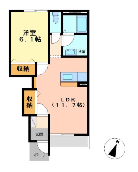 ベルフルール(1LDK/1階)の間取り写真