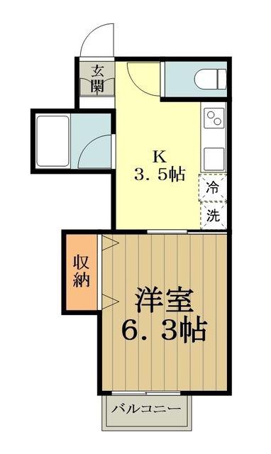 カリーノ(1K/1階)の間取り写真