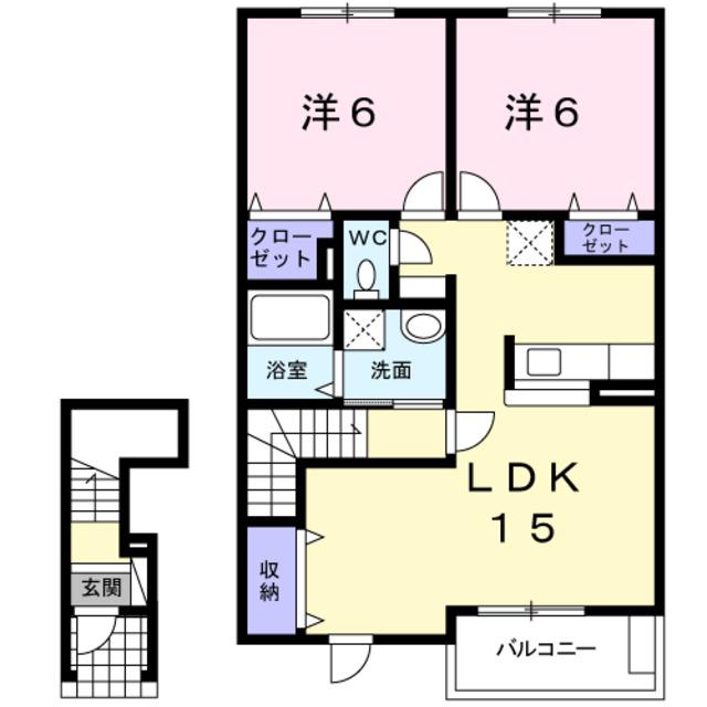 メルツ ガルテン(2LDK/2階)の間取り写真