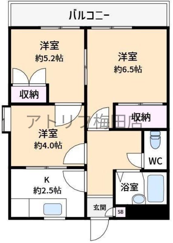 CLEAR FUKUSHIMA A棟(3K/3階)の間取り写真