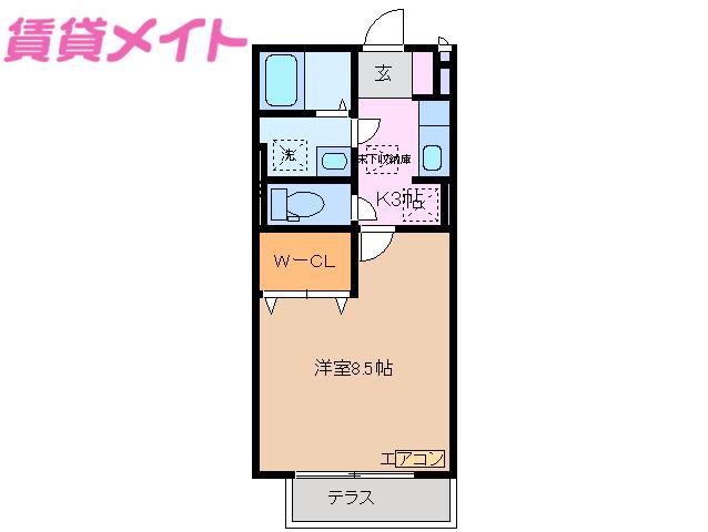 コンフォート羽山(1K/2階)の間取り写真