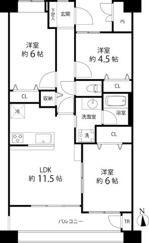 ブールヴァル舞岡(3LDK/2階)の間取り写真
