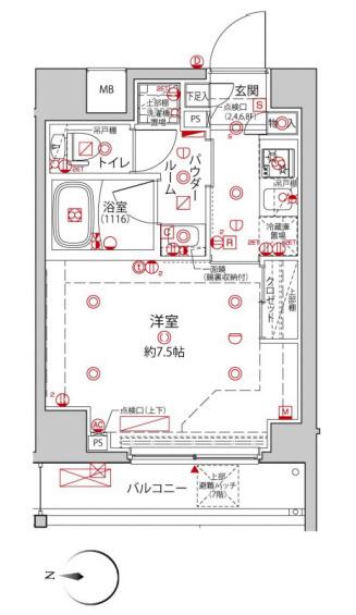 クレイシア森下ステーションサイト(1K/2階)の間取り写真