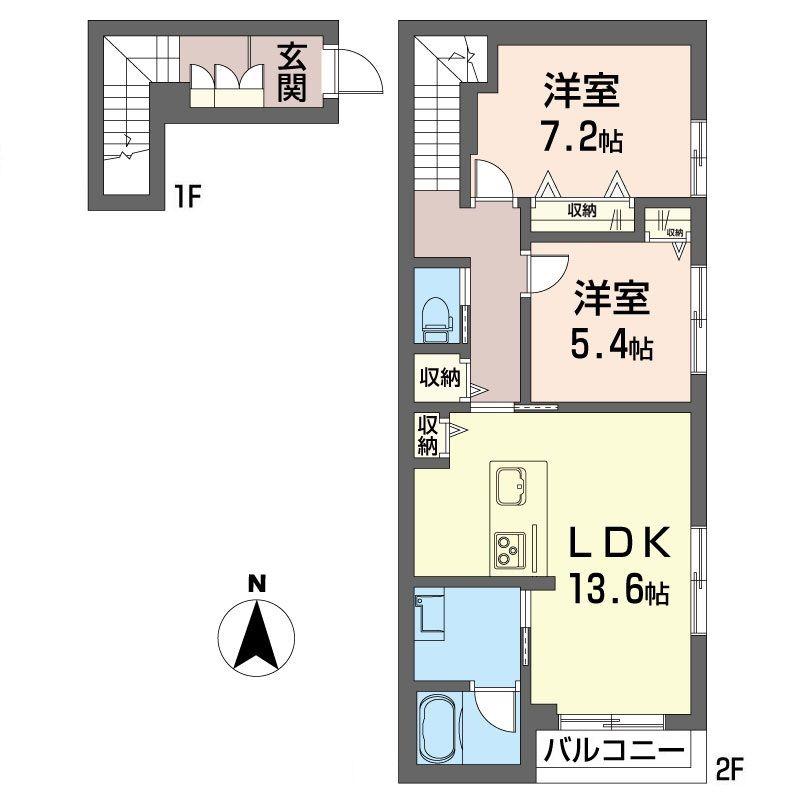 ザ サクラ(2LDK/2階)の間取り写真